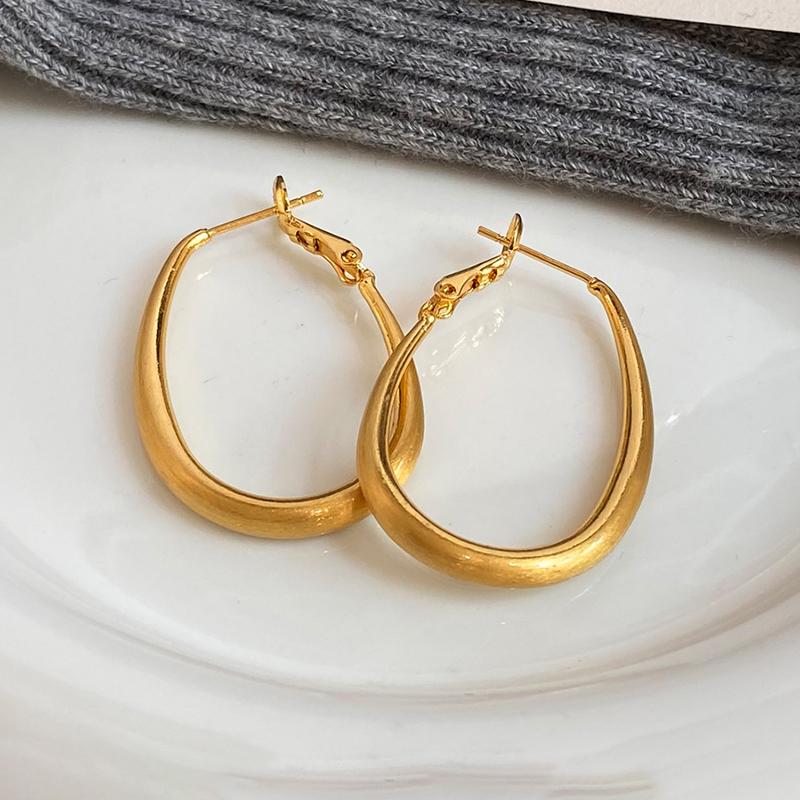 PONYKISS  Sterling Silver 18K Gold Exaggerated Oval Hoop Earring for Women Minimalist Fine  Trendy Accessories