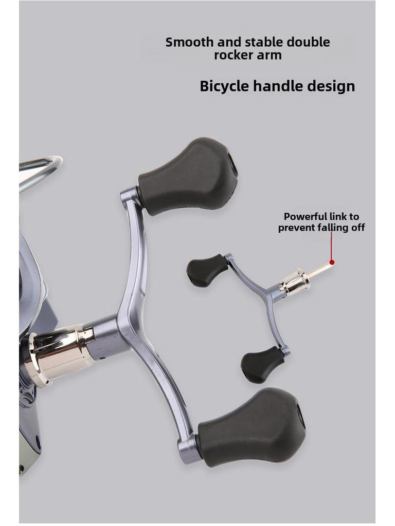 Mulineta de filare cu cap metalic cu culbutor dublu pentru aruncarea la distanta, ideala pentru pescuitul pe mare.