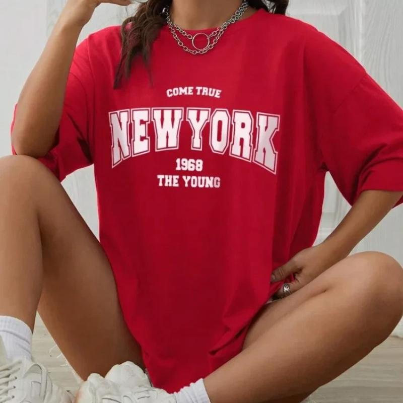 When 1968 The New York Is Young Woman Tshirts Oversize Daily Tshirts Creativity Streettshirt Individual Casual Clothes