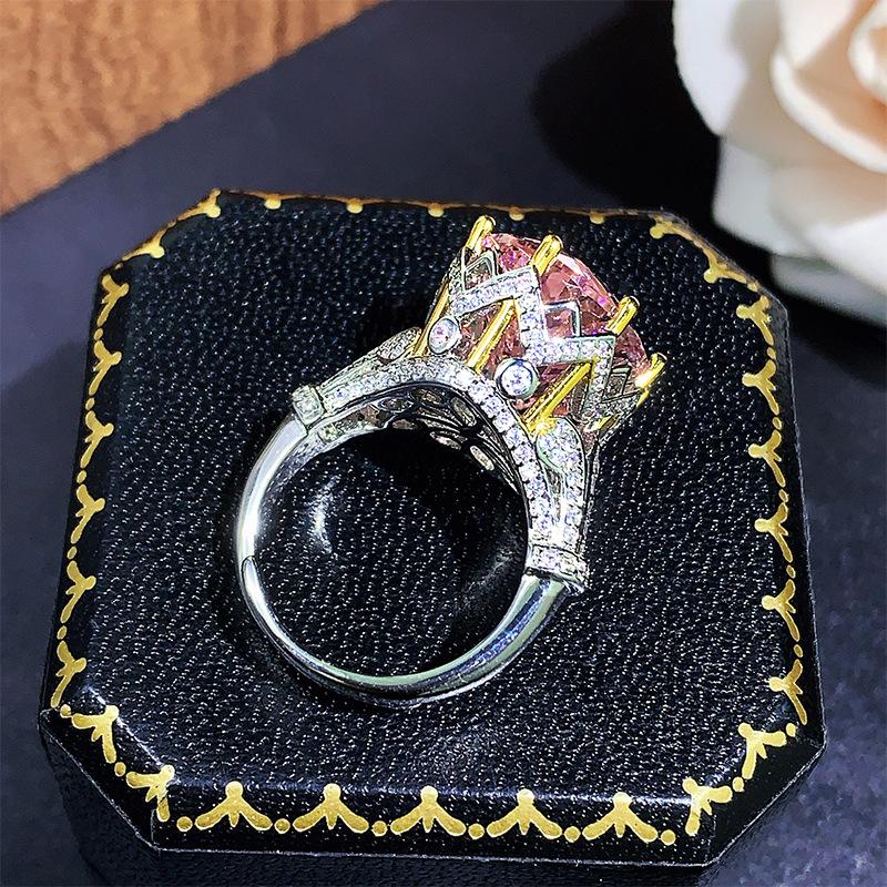 New Jewelry Ring Simulation Bird's Nest Cut Purple Lithium Radiant Powder Zirconia Yellow Color Treasure Open Women's Fashion Commuter Goods