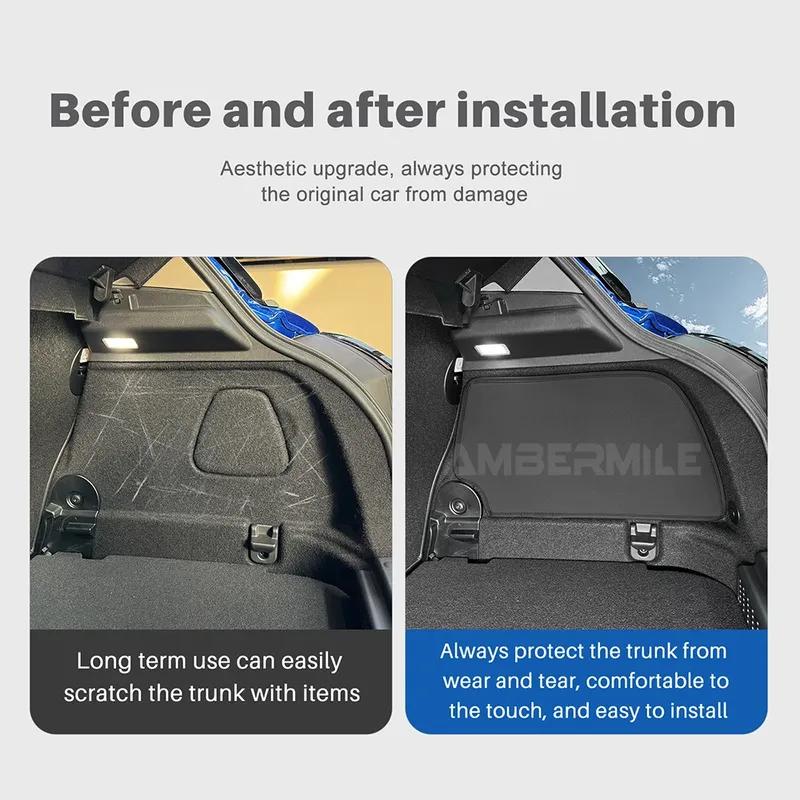 PU Leather Car Rear Trunk Side Protective Mat For BMini Cooper S F65 2024 2025 Styling Anti Scratch Dirty Kick Pad Accessories