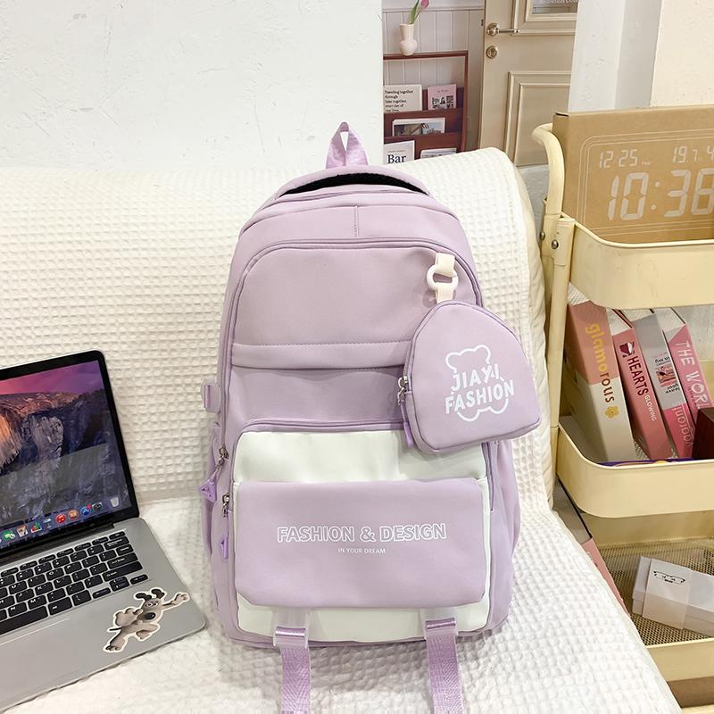 Цветной блок школьная сумка студенческий рюкзак в стиле колледжа женский рюкзак — фото 10