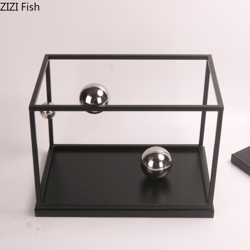 Rectangular Metal Ball Ornament Desktop Decoration Art Creative Geometric Framework Crafts Modern Room Aesthetic Decoration