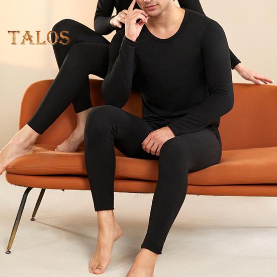 2 szt./zestaw Zimowa męska bielizna termiczna okrągły dekolt długi rękaw ciepły gruby wysoka elastyczność dopasowany krój otwarty krok męski zestaw piżamowy sportowy dres