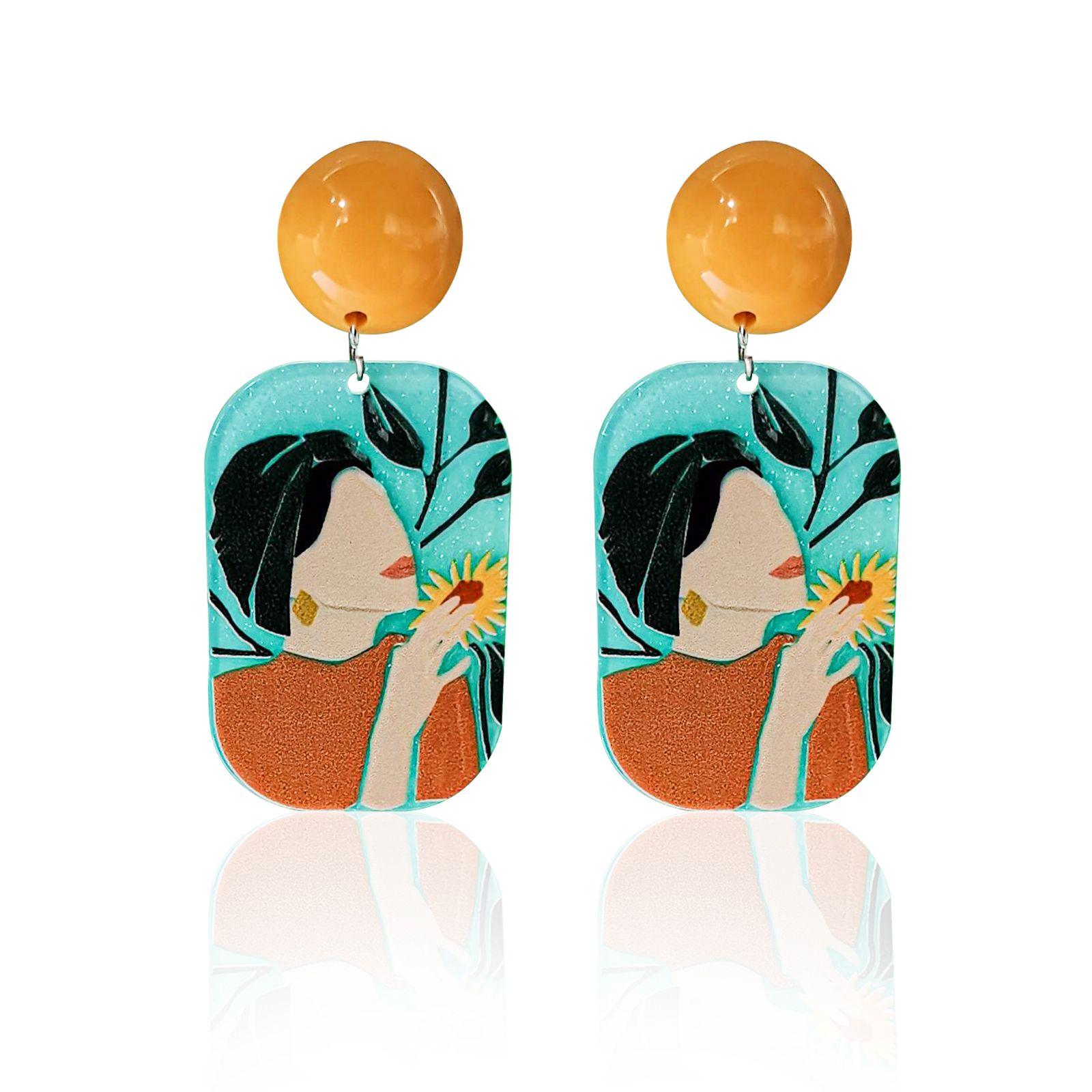 

Ее лаборатория | Акриловые серьги с цветными полосками, висячие серьги из смолы, богемные модные ювелирные изделия, серьги для женщин и девочек