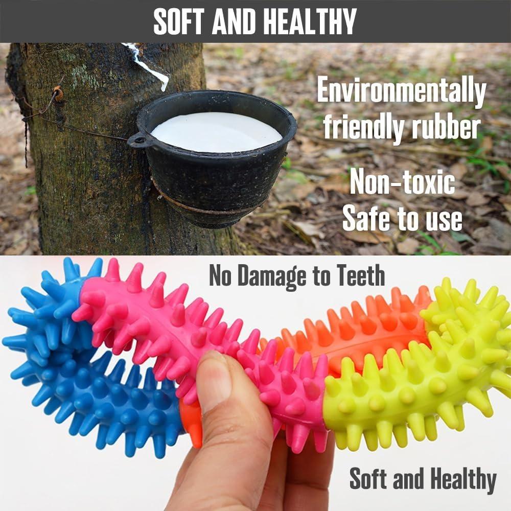 Colorful Spiky Puppy Chew Ring – Durable Rubber Teething Toy for Small Dogs, Fun Interactive Chewing & Play for Puppies