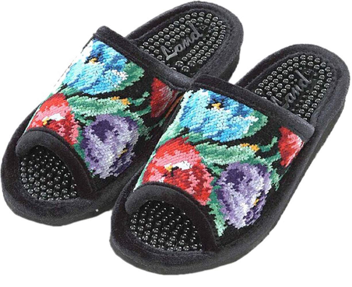 

Озеро Ольстер Здоровые тапочки из шенилла с тюльпаном Идеально для гостей и тапочки для дома с цветочным узором, для бизнеса, с принтом, чёрный