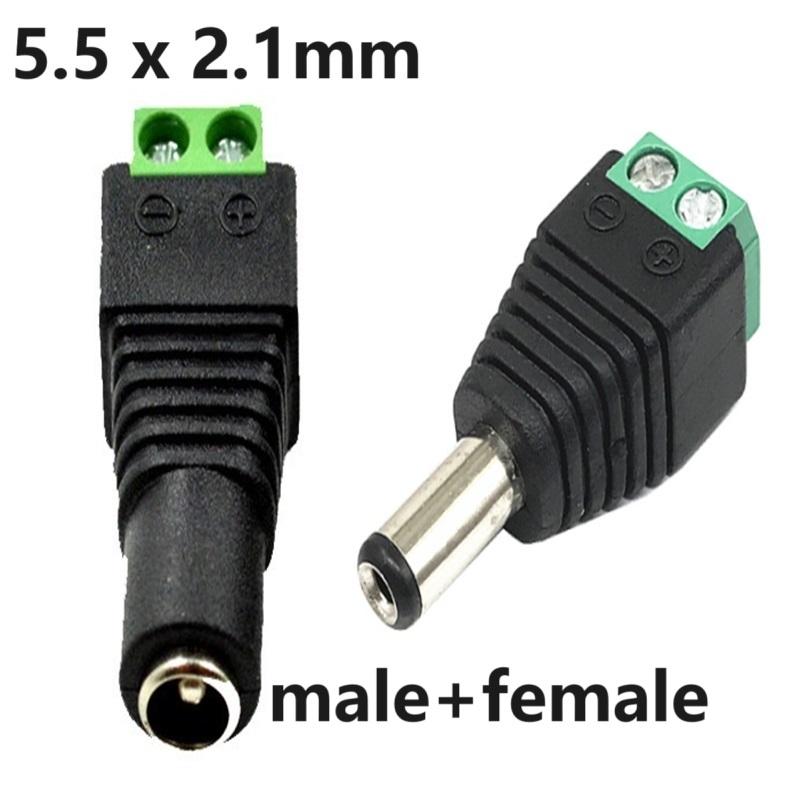 DC Connector Power Jack Plug Adapter CCTV Cameras 2.1mm x 5.5mm Female Male DC Power Plug Adapter Connector Male Plug Socket