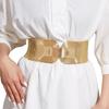 Simple Elastic Wide Waist Belt For Women Gold Metal Hook Buckle Waistband For Everyday Wear Formal Outfit All Matching