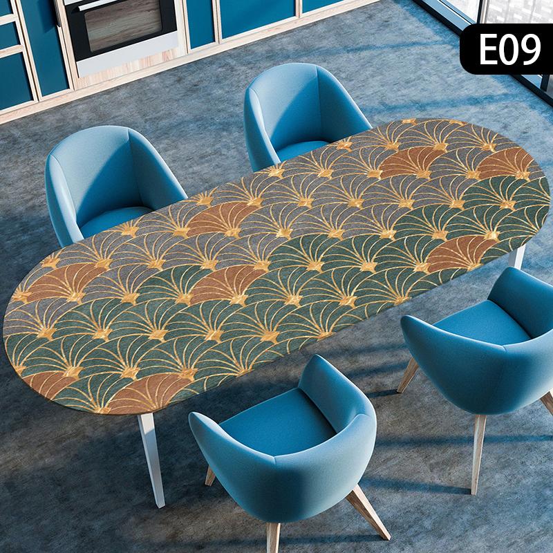 Oval Table Cover Oil-Proof Elastic Fitted Edge Dining Tablecloth Waterproof Outdoor Picnic Courtyard Coffee Tea Table Cloth