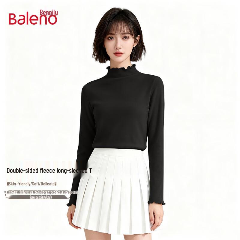 Baleno Women's Ruffled Mock Neck Thermal Top