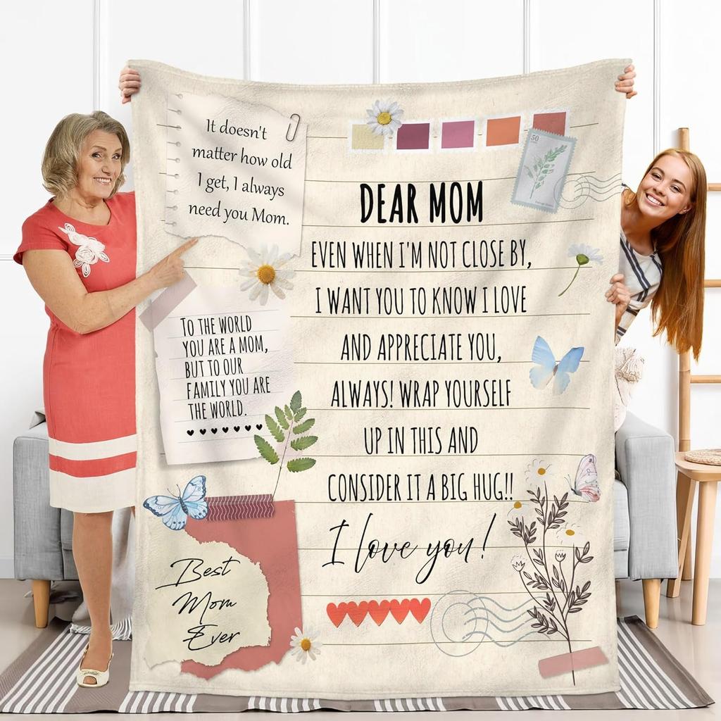 Gifts from Daughter Son for Mother's Day Birthday Mom Gifts Anniversary Unique Gifts for Mom Super Soft Flannel Throw Blankets