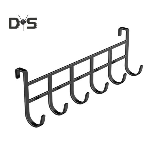 Storage Rack with 6 Hooks Sturdy Construction Strong Load-bearing Simple Installation Clothes Hanger Stainless Steel Hook