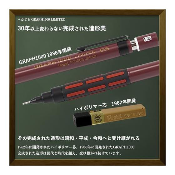 GRAPH1000LIMITED RingLeaf Drafting Mechanical Pencil Limited Retro Color with Retro Eraser, Lead Refills, and Original Pen Box (Bordeaux Black) -