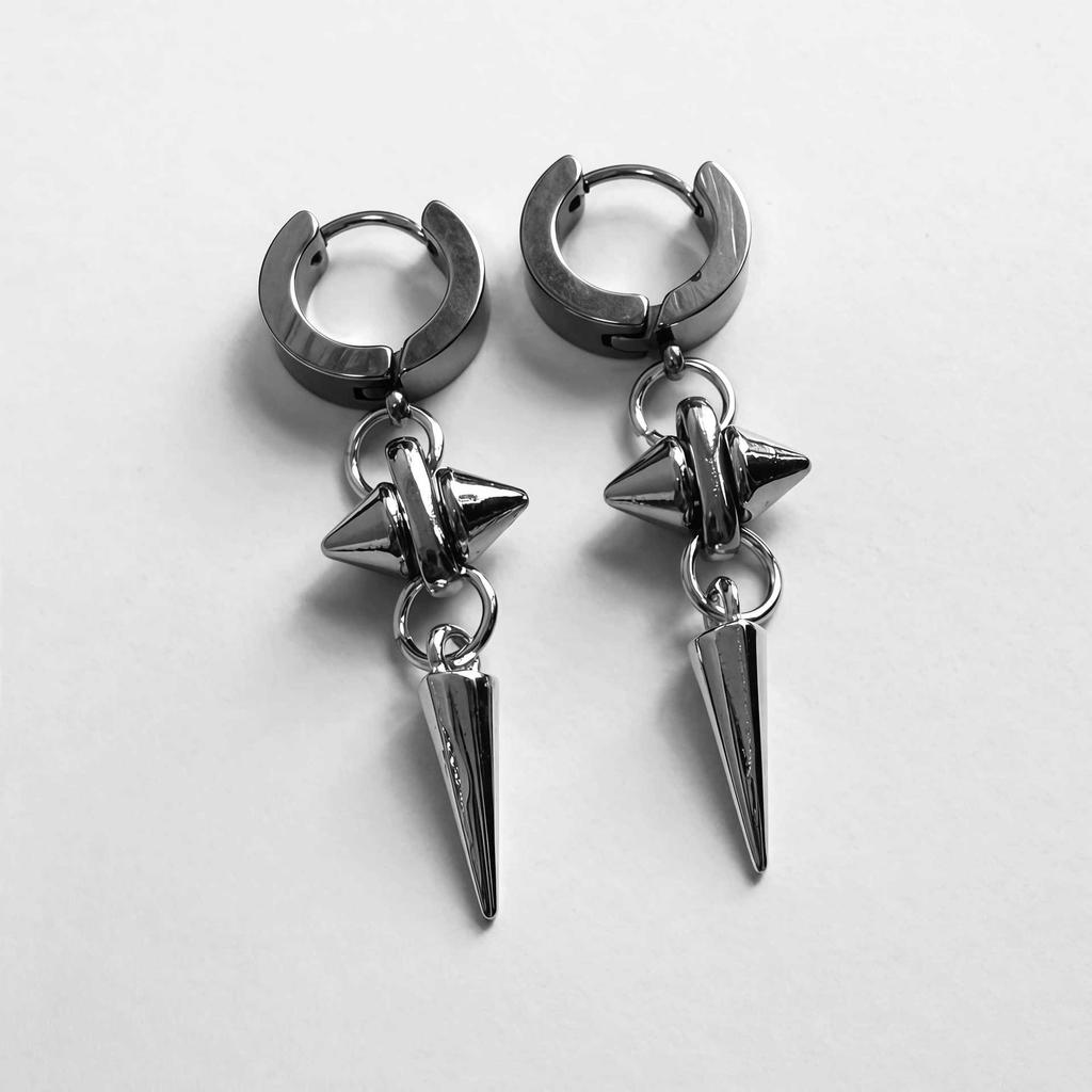 1pair Grunge Rock Stainless Steel Jewelry Chains Stitched Rivet Earrings for Women Fashion Goth Earrings Charms Punk Accessories