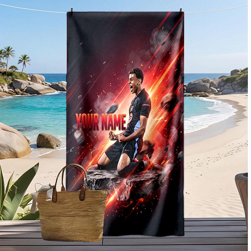 Lamine Yamal Personalisiertes Bedrucktes Strandtuch Fußball Logo Unterstützung Benutzerdefinierter Name Text Saugfähiges Handtuch Für Sport Reisen Besonderes Geschenk
