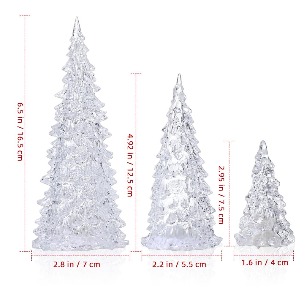3pcs Glowing Christmas Tree Led Acrylic Light Christmas Tree Colorful Home Party Decoration Night Light For Hotel Mall Gathering