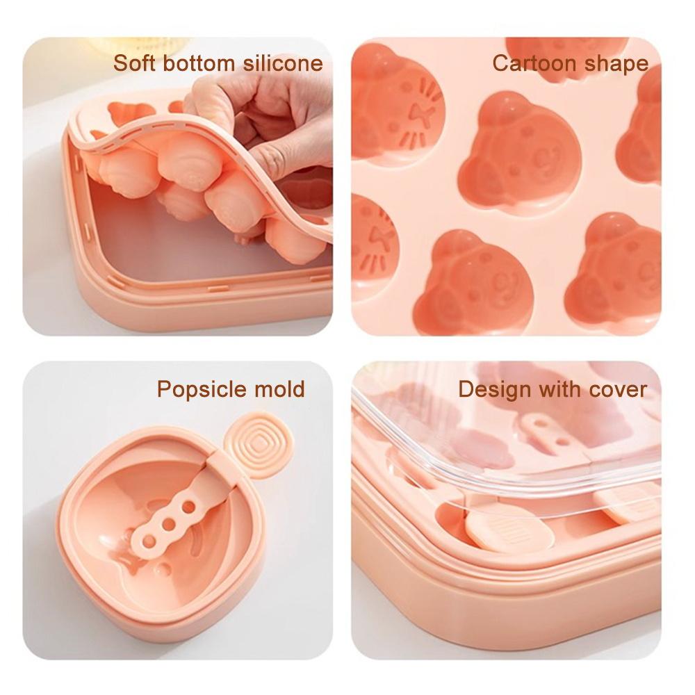 Silicone Ice Cube Mold Frozen Popsicle Cute Bear shape Ice Cube Making Gift Reusable Pastry Mold Kitchen Baking Tool Accessories
