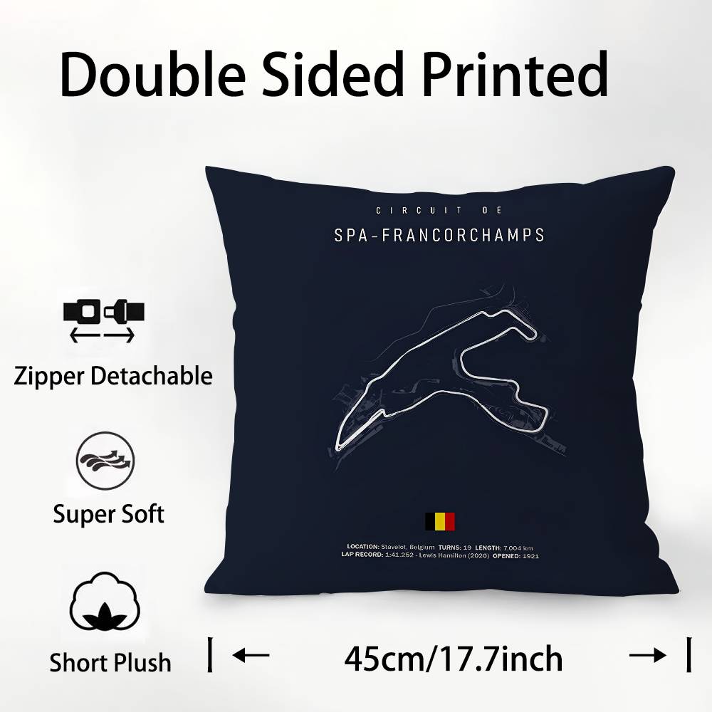 Formula 1 Imola Monaco Circuit F1 Pillow Case Plush Fabric Soft  Pillowcase Double Sided Print Cushion Cover Household Gifts