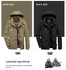 Men's Fleece-Lined Cotton Jacket: Winter Casual, Multi-Pocket, Cold-Resistant, Mid-Length Coat for Middle-Aged and Elderly