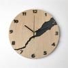 Moderne Wanduhr mit Rissmuster ohne Ticken Holz 30cm Hängeuhren für Büro Wohnzimmer Küche Schule