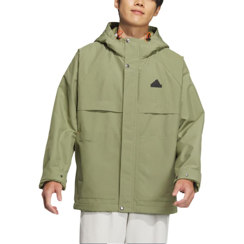 Adidas Th Warm Jacket Sports Casual Hooded Raglan Long Sleeve Jacket Men Jacket Green JI6842