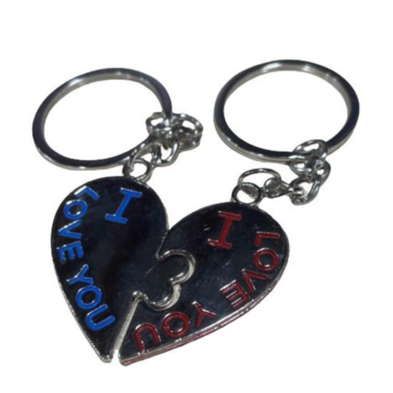 1 Pair Key Chain Cartoon Decorating 3D Effect Zinc Alloy Lovers Gift Wedding Favors Keyring Fob for Couple
