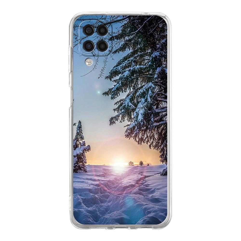 Clear Phone Case for Samsung Galaxy A13 A51 A71 A21S A12 A11 A31 A52 A41 A23 A53 A73 A32 5G A03S Cover Snowy Mountain Christmas