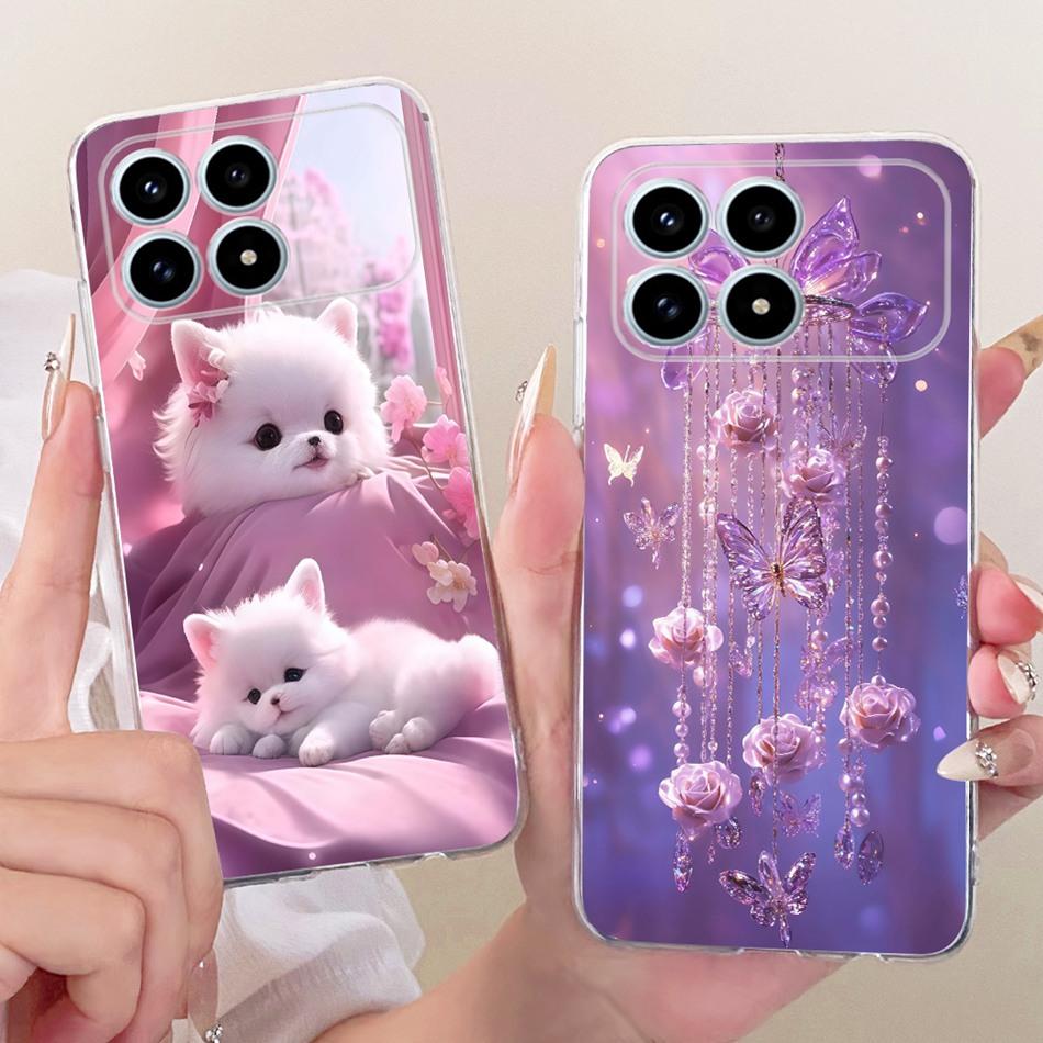 For Xiaomi Poco F8 Pro 2025 Cute Flower Butterfly Cat Painted Case For Poco F8Pro 5G Soft Silicone TPU Phone Cases