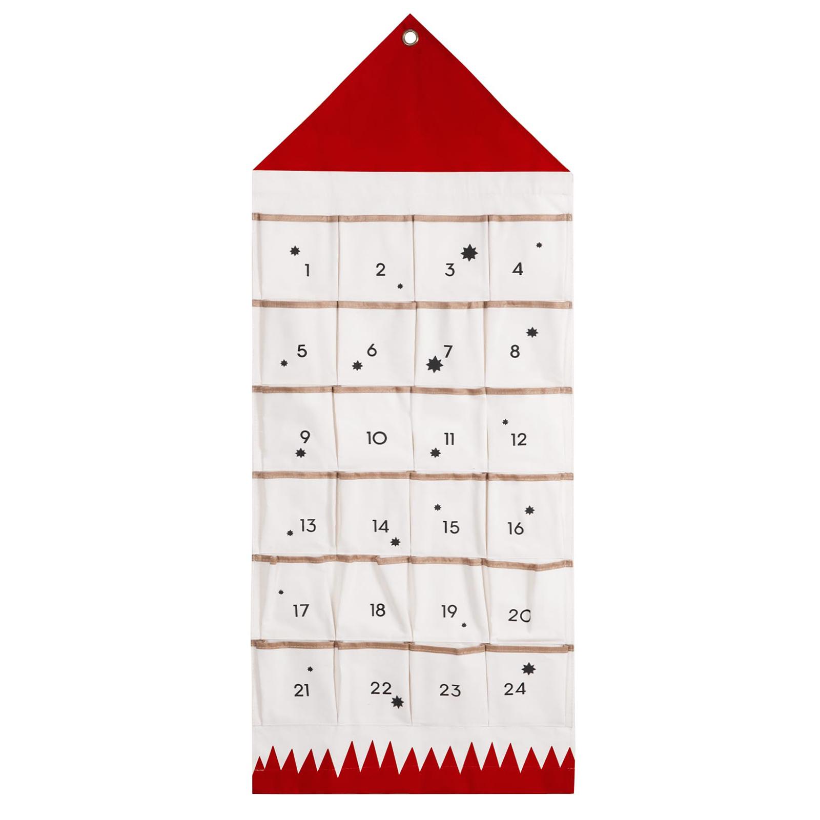 

Fabric Christmas Advent Calendar with Pockets Xmas Tree Empty Cloth Ornaments DIY Natural Hanging Storage Bag Gift for Friends L