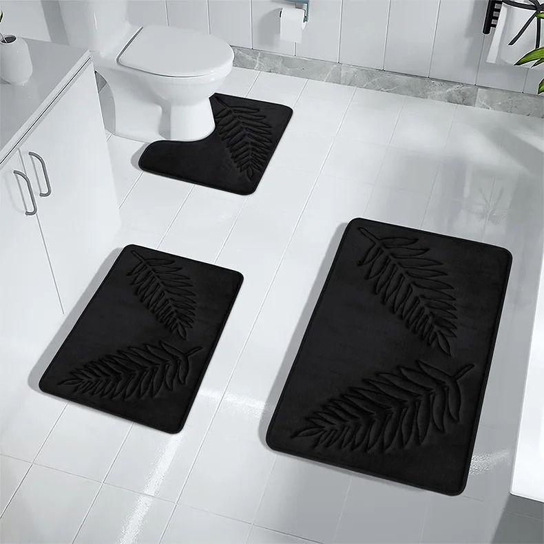 Non Slip Bath Mat Soft Black Memory Foam Bath Mat Water Absorbent Washable Rugs for for Bathroom Bedroom Bath Mat Dark Dlue