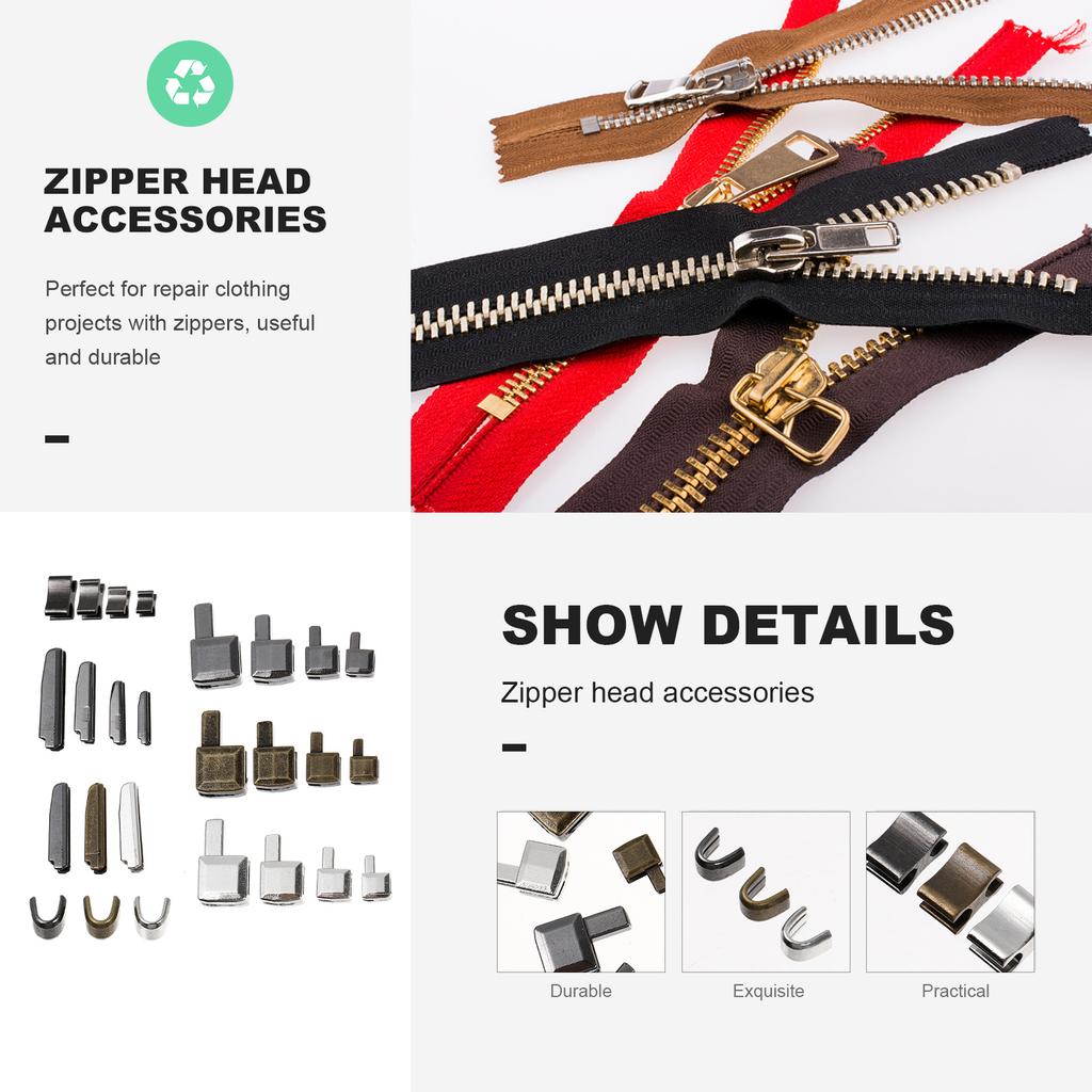 24 Set Metal Zipper Head Sliders Retainer Insertion Pin Zipper Stop Accessories Plug Zipper Repair Kit for Coat Home DIY (Mixed