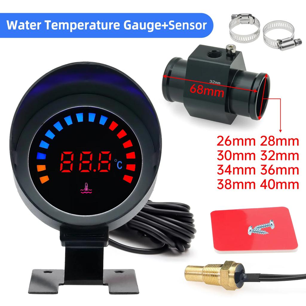 AD 45~120 ℃ Water Temperature Gauge Car Digital LCD Water Temp Meter With 10mm Temperature Sensor Adapter For 12V 24V Car Truck