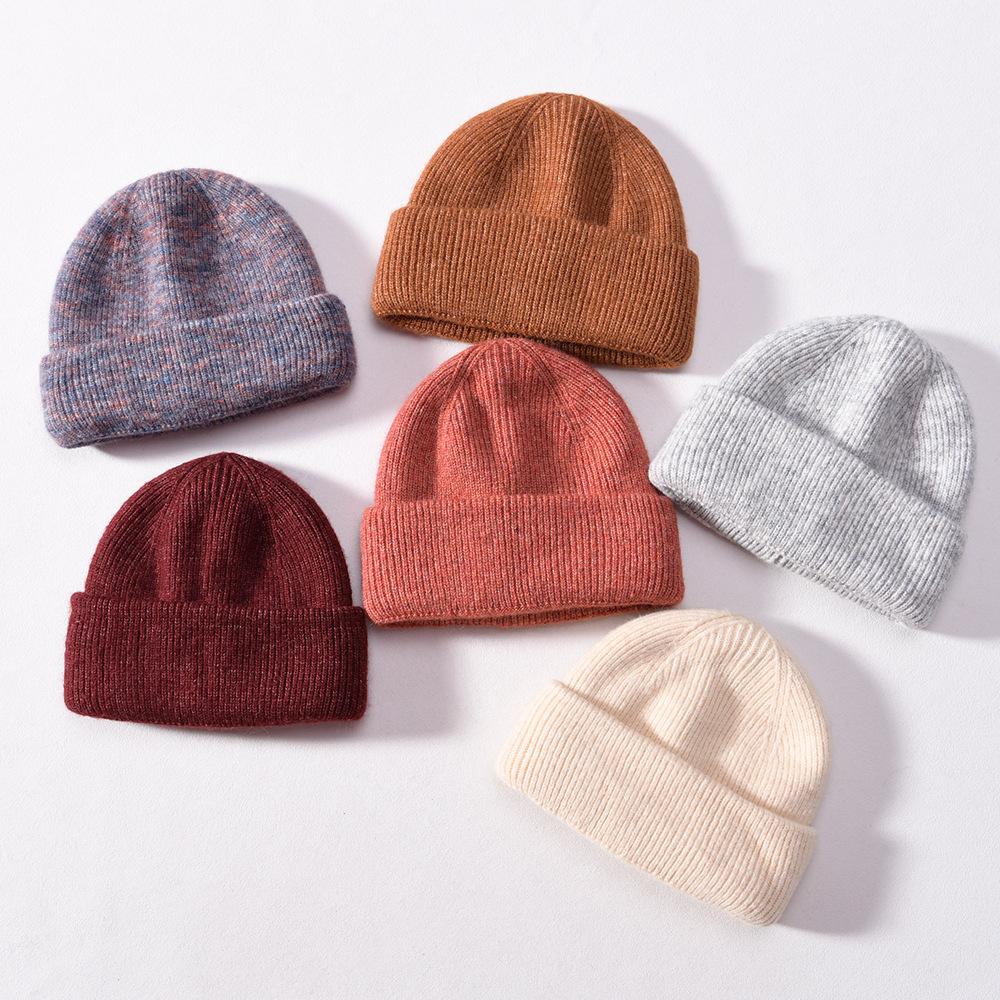 Autumn and winter new Maillard retro wool knitted hat outdoor wool hat ear protection warm wool hat