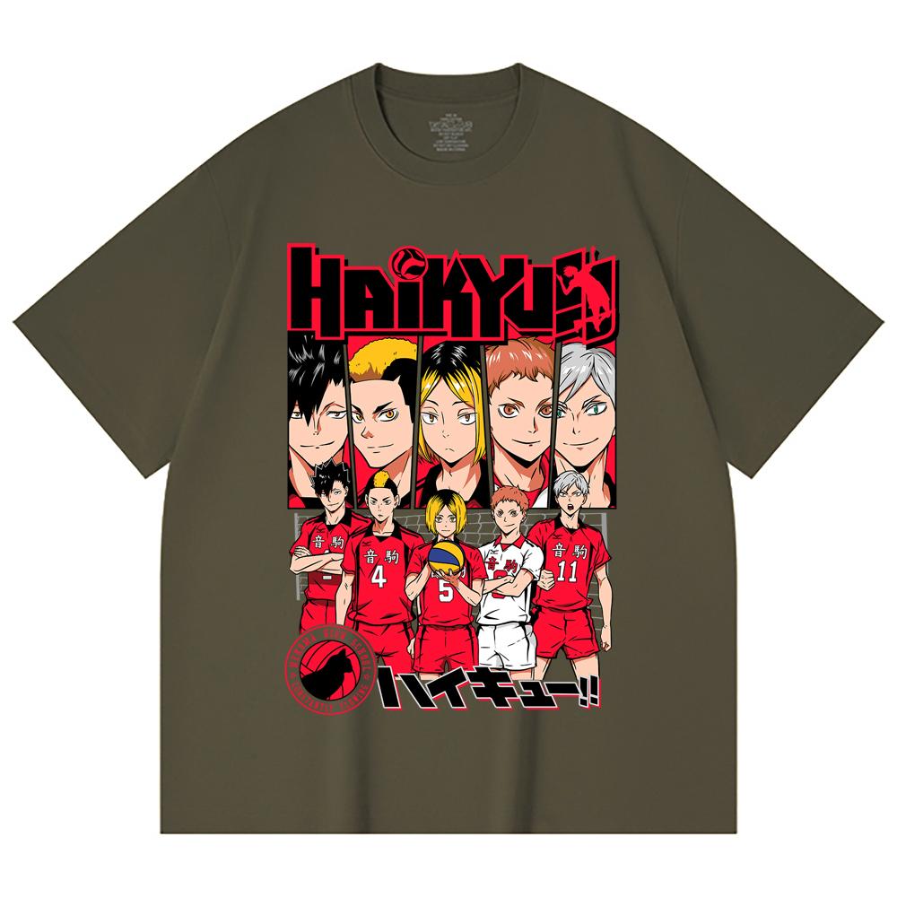 230 Gsm 100% Cotton Haikyu V8 Nekoma High Print Unisex Heavy Cotton T Shirt