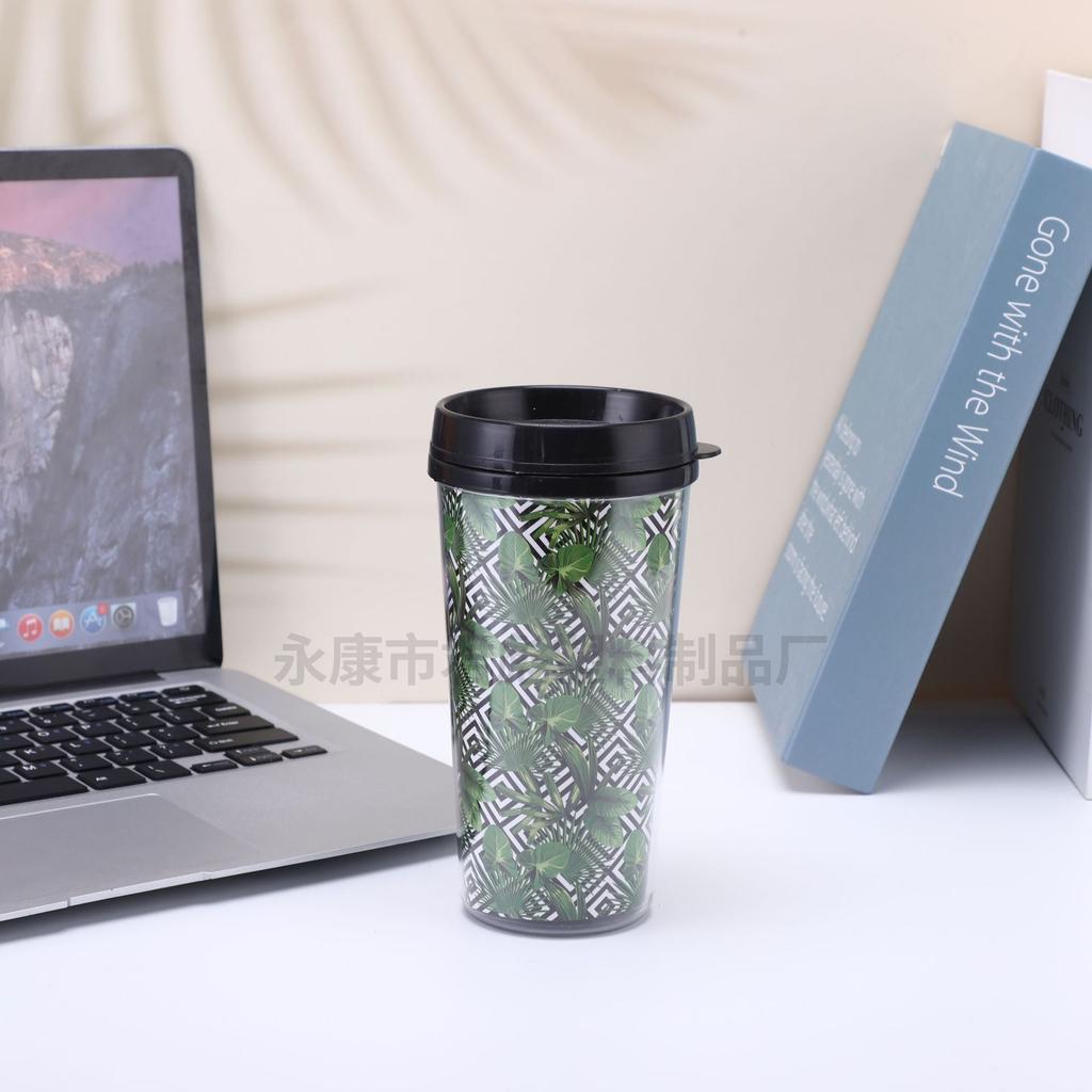 Water bottle stainless steel coffee cup double layer plastic cup portable outdoor car cup water cup hand cup thermos cup
