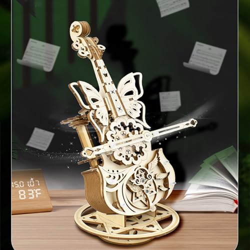 AIJUYE 3D Music Box Puzzle, Wooden, Movable Cello Design, Craft Kit for Adults, Educational Toy for Upper Elementary School Students, Gift for Boys an