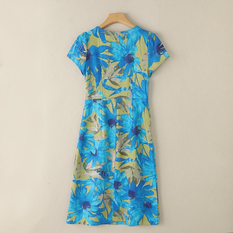 ZANZEA Women Floral Print Casual O-neck Short Sleeve Summer Dress