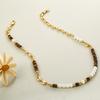 Tiger's Eye Stone Necklace Versatile Maillard Premium Summer Clavicle Chain Vintage Pearl Niche Necklace Pendant