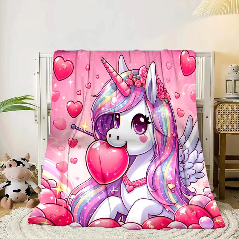Rainbow Unicorns Garden Blanket Flannel Blanket for bed, sofa, Camping, Hiking, Picnic Essentials, gift for family Fan gifts