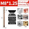 Titanium Coated Cobalt Straight Flute Extra Long Tap for Stainless Steel, Sizes M3-M8