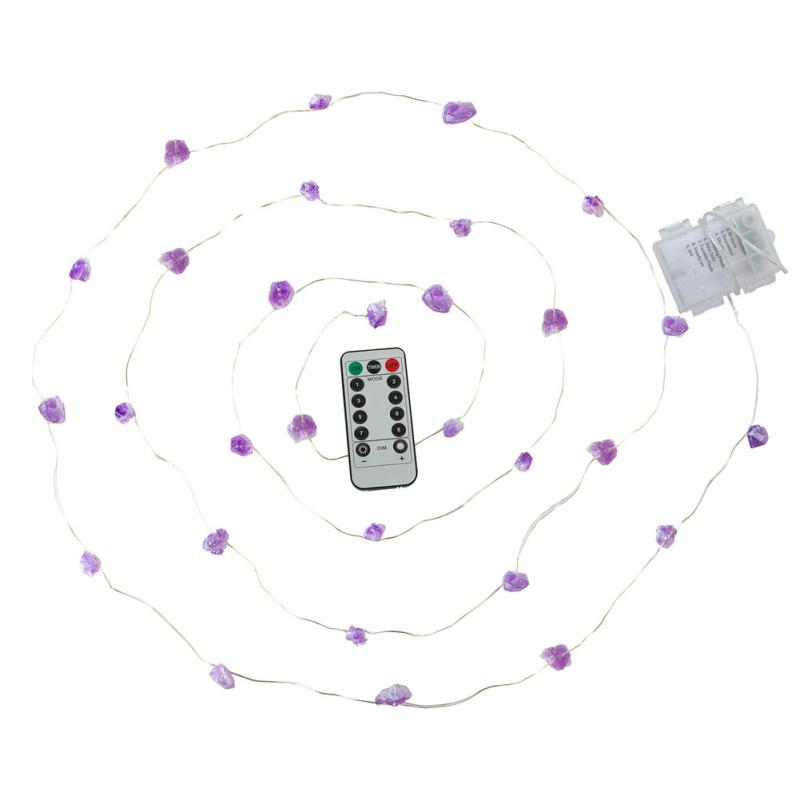 Natural Amethyst Decorative Lights Crystal String Lights Hanging Ornament For Room Wedding Decor