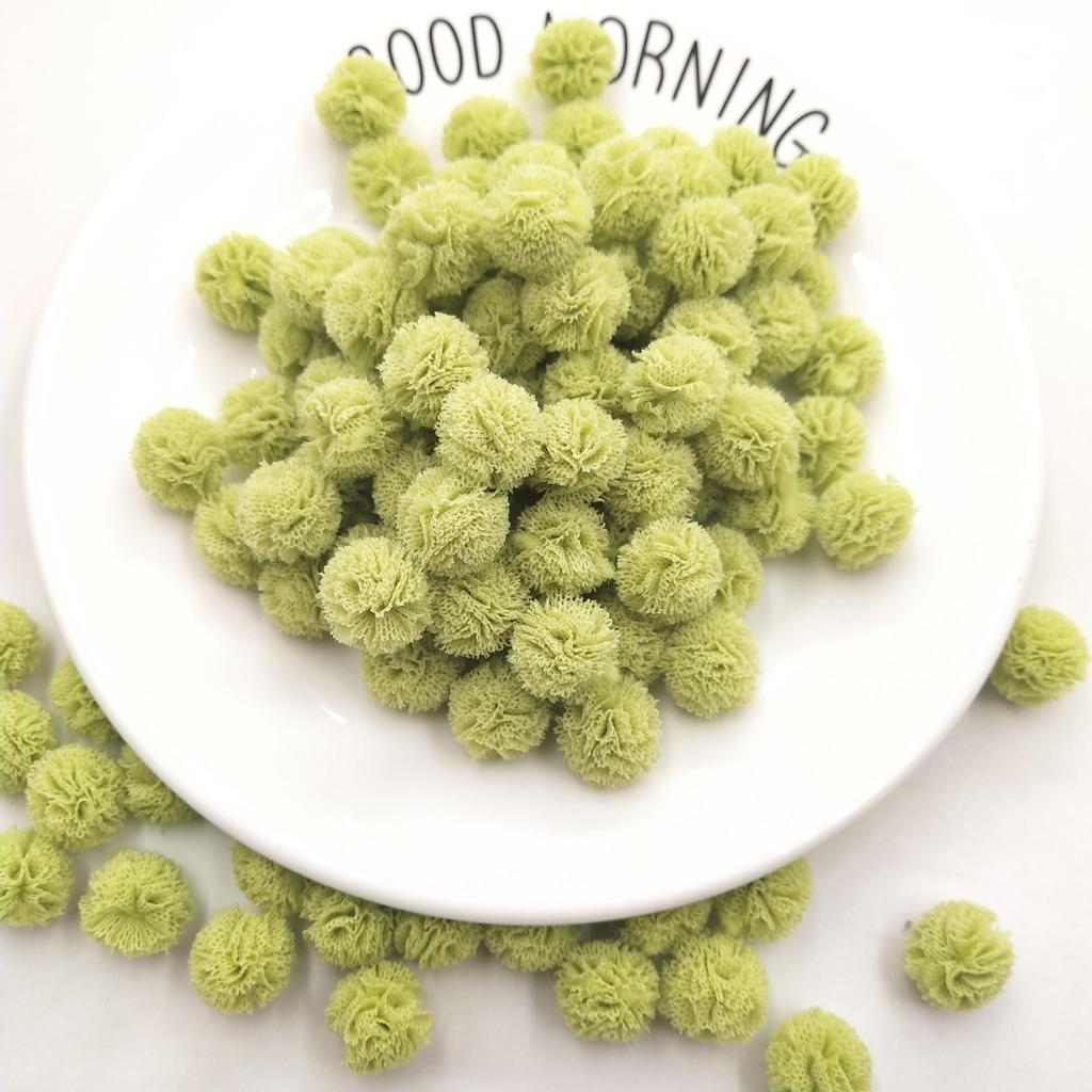 1,5 cm Doppelfarbiges Elastisches Netzblumen-Pompon-Spitzen-Haarschmuck, DIY Koreanischer Stil