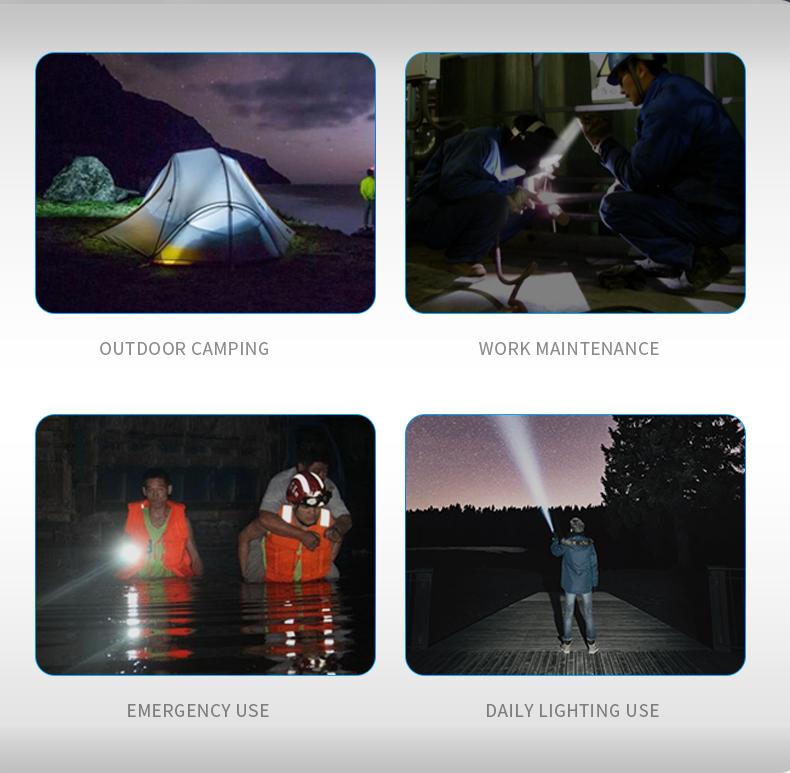 XHP70 Self Defense Flashlight Aluminum Camping Rechargeable Lamps Electric Teaser Personal Defense Lantern 18650 Led Work Light