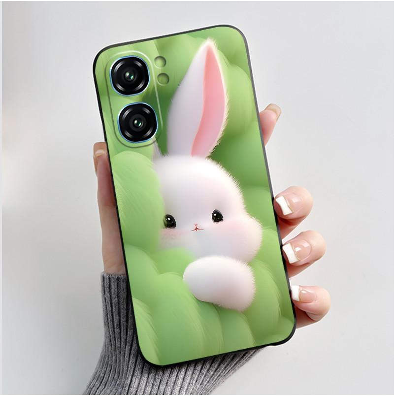 For Oukitel C58 Case Oukitel C58 Pro Cover Luxury Cute Love Rabbit Funny Pattern Black TPU Soft Silicone Protective Phone Case