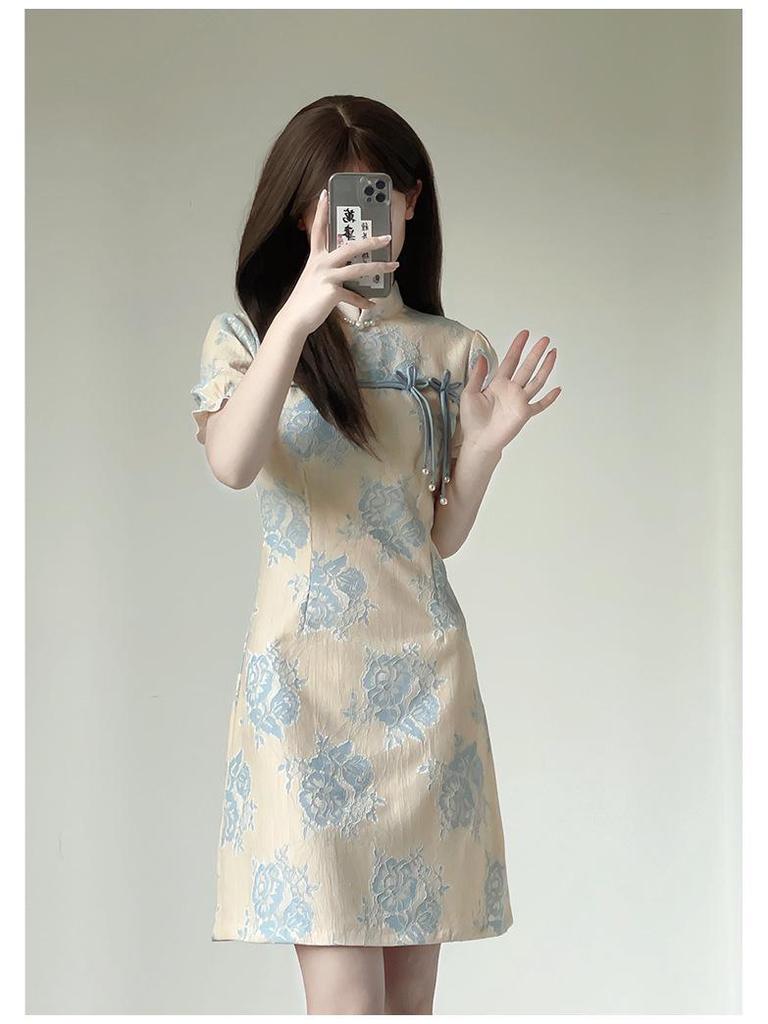 2025 Sommer Midilanges Spitzen-Cheongsam-Kleid: High-End Rock im chinesischen Stil für Damen