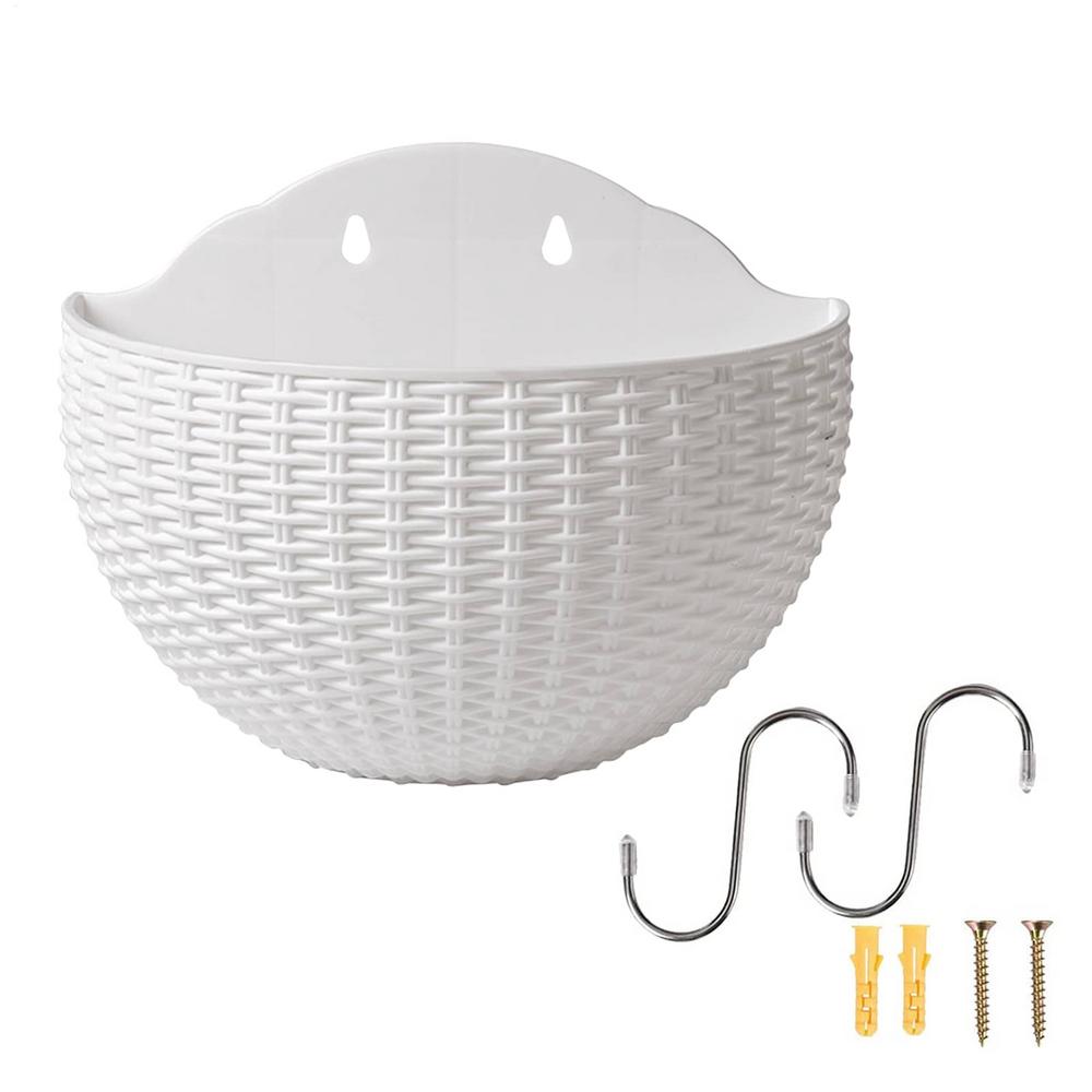 Hand Exquisite Wall-mounted Plastic Basket Indoor Outdoor Storage Flower Pot Plant Container Home Living Room Decoration