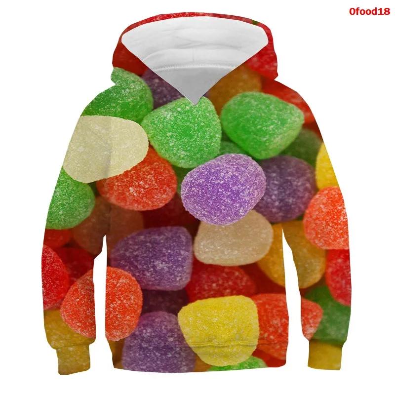 Frühling Herbst Popcorn Hoodies Kinder Macaron Print Jungen Mädchen Trainingsanzug Pommes Süßigkeiten Lustige Kleidung Obst 3D Druck Pullover Kinder Sweatshirts