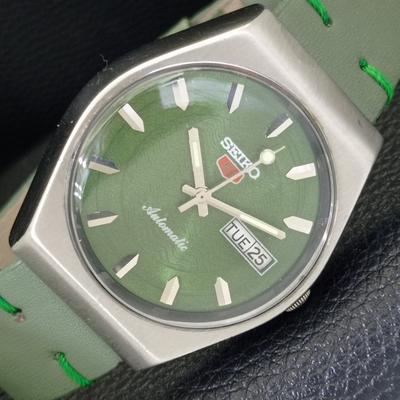 JAPONSKÉ VINTAGE SEIKO 5 AUTOMATICKÉ 6309A PÁNSKÉ HODINKY SE ZELENÝM CIFERNÍKEM a701471-5