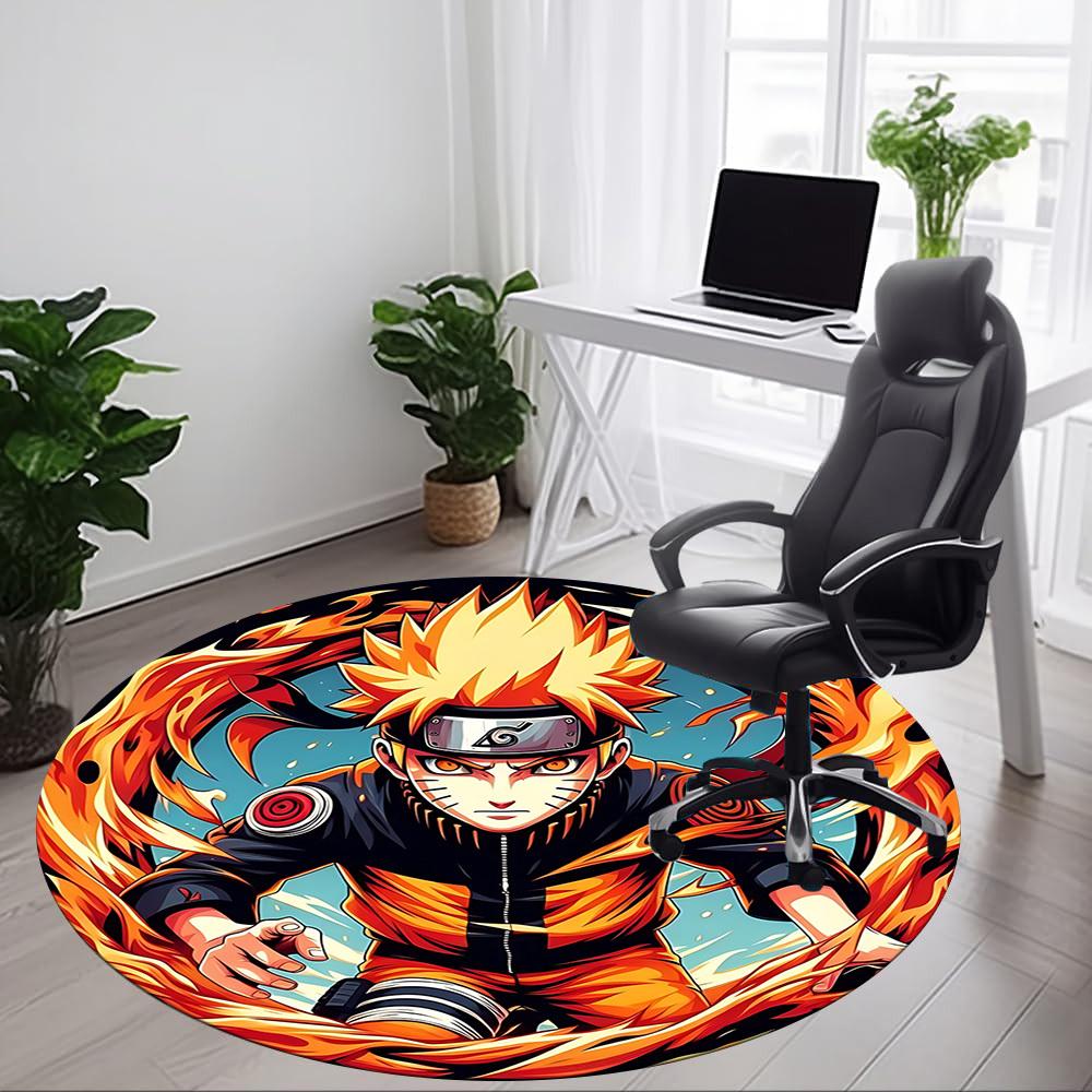 1pc Naruto Chair Carpet for Office Non-Slip, Soft & Comfortable, Carpet for Office, Gaming, Lightweight Round Floor Mat